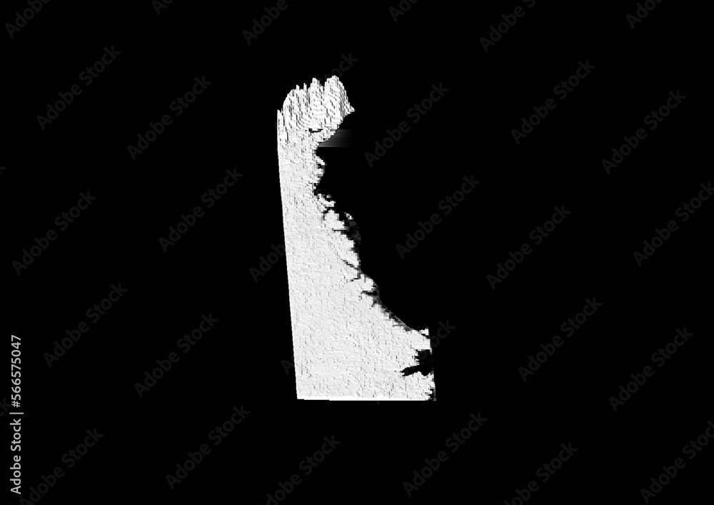 A map of Delaware, Delaware map in joyplot style. Minimalist poster of Delaware map to demonstrate state topography in 3D like style.