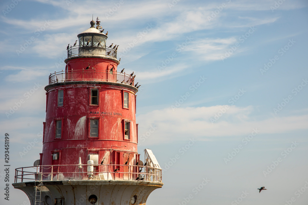 Miah Maull Shoal Lighthouse with roosting cormorants